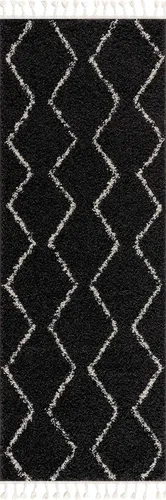 Miniatura 35 de Hauteloom, Duncans - Alfombra de estilo granja de pelo mullido para sala y dormitorio, con borlas - Beige, carbón, gris - 2 pies 7 pulgadas x 7 pies