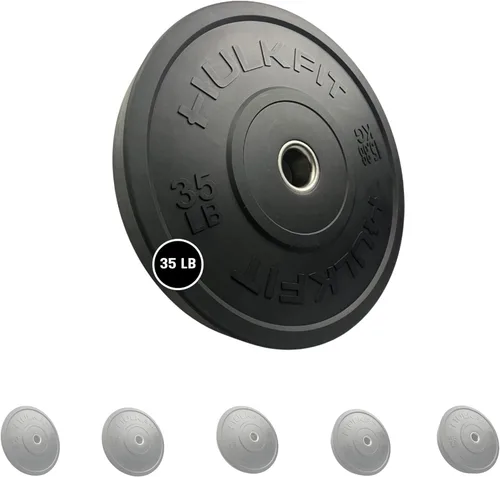 HulkFit Placa de peso de goma de 2 pulgadas de estilo olímpico de la serie Sport para pesas y placa solo para levantamiento de pesas y entrenamiento