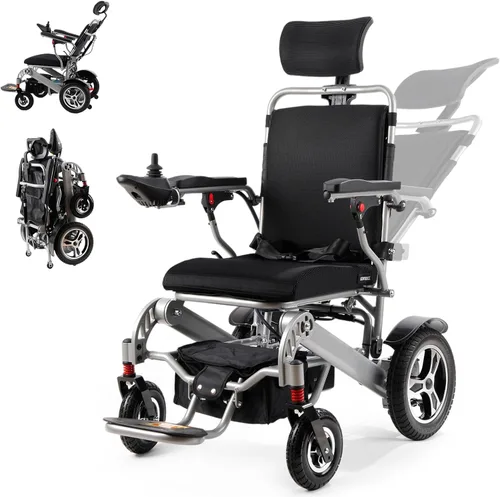 Silla de ruedas eléctrica reclinable para adultos plegable con motor Silla de ruedas eléctrica con respaldo reclinable todo terreno para personas