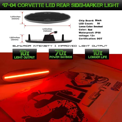 Miniatura 4 de SLK Luces C5 Paquete de 3 piezas de luces traseras ahumadas, luz de freno LED de láser y halo, marcadores laterales con arnés para flash hiperactivo
