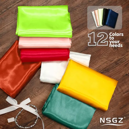 Miniatura 5 de NSGZ Tela de satén negro por yarda, 2 yardas de 152,4 cm de ancho, tela sedosa de satén sólido para novia, boda, vestido, manualidades, decoración