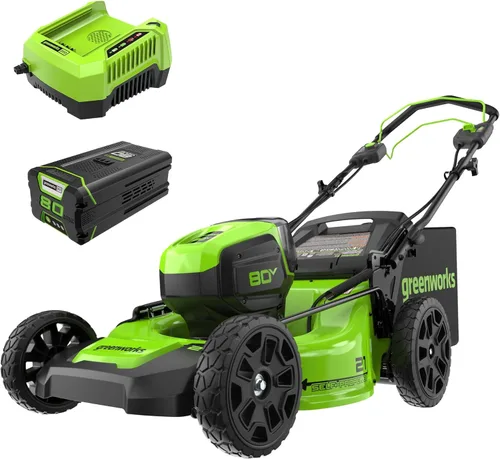 Greenworks Cortacésped inalámbrico sin escobillas de 80 V y 21 pulgadas (autopropulsado) (más de 75 herramientas compatibles), batería de 4.0 Ah y