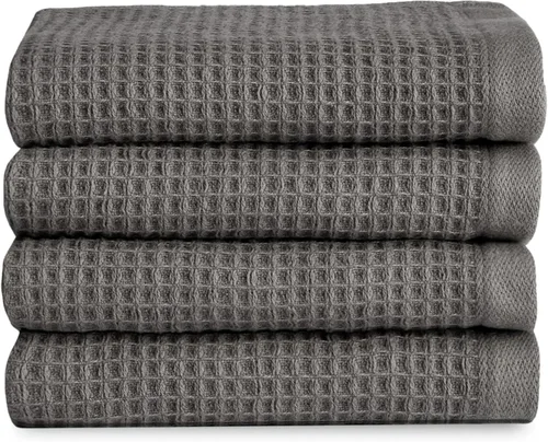 Miniatura 21 de Cozy Earth Toallas de baño de punto gofre, 60% algodón, 40% viscosa de bambú, 40 x 65 pulgadas, rizo suave y absorbente, reversible, patrón de punto