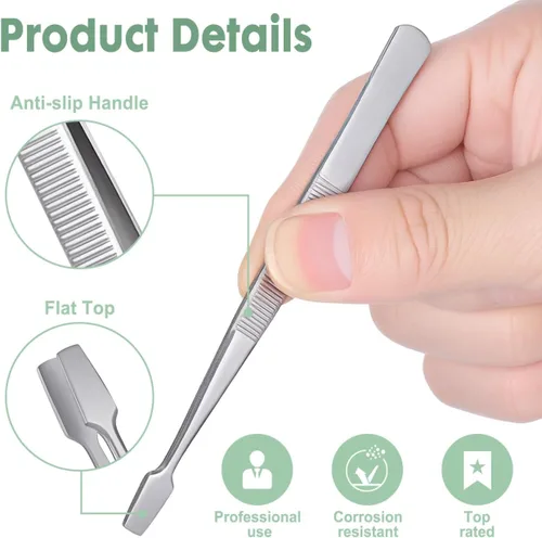 Miniatura 5 de Paquete de 2 pinzas para sellos de acero inoxidable, herramientas filatelicas de 4.3 pulgadas para coleccionistas, punta plana, antideslizantes
