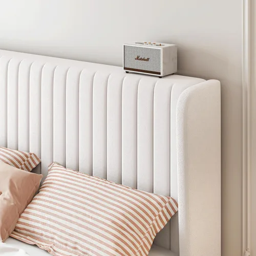 Miniatura 4 de SHA CERLIN Marco de cama de terciopelo tamaño completo con cabecera de respaldo alto con capitoné de canales verticales, cama de plataforma tapizada