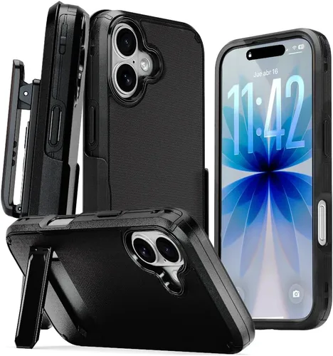 Miniatura 16 de MOTIVE Funda para iPhone 15 con clip para cinturón, magnética compatible con MagSafe, combo de funda de carcasa a prueba de golpes, funda para Negro