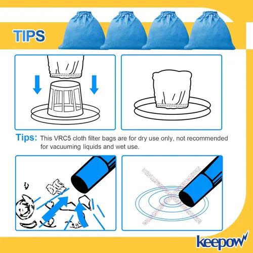Miniatura 5 de KEEPOW Shop Vac - Bolsas de filtro compatibles con aspiradoras Vacmaster de 4 a 16 galones en seco y húmedo VBV1210 VJC507P, bolsas de filtro