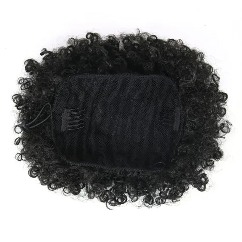 Miniatura 2 de Extensión de cola de caballo afro rizada encrespada con cordón para mujeres, cola de caballo afro con cordón, rizos encrespados sintéticos, piezas