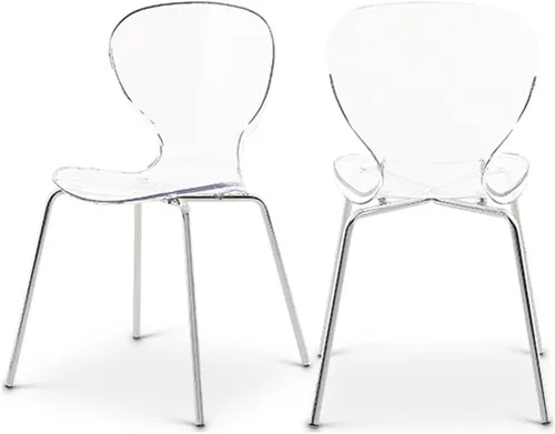 Meridian Furniture Clarion Collection Modern - Silla de comedor apilable de policarbonato Lucite contemporánea con patas de metal resistentes, juego
