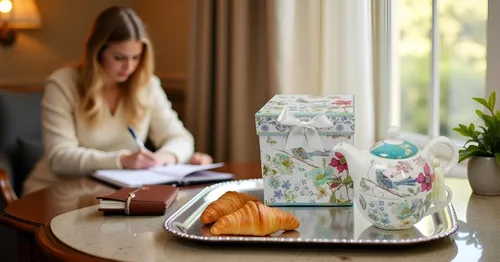Miniatura 7 de Juego de té de porcelana de hueso Lightahead para una persona en diseño de pájaro azul, en atractiva caja de regalo reutilizable hecha a mano