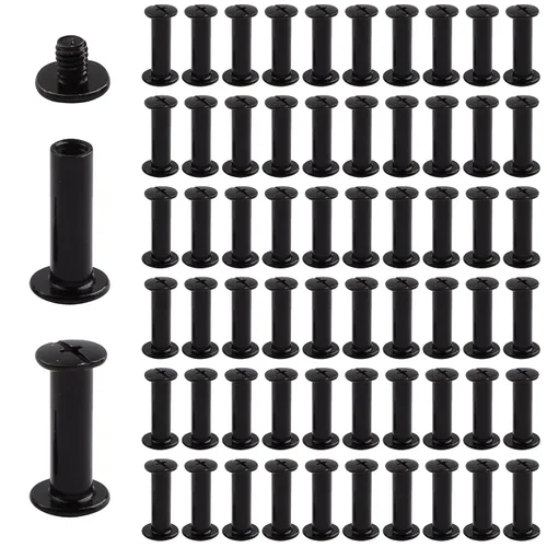 Miniatura 10 de INCREWAY Juego de 60 tornillos Chicago surtidos, tornillos de fijación de 0.197 in x 0.591 in, remaches de cuero de bronce M5, cabeza cruzada