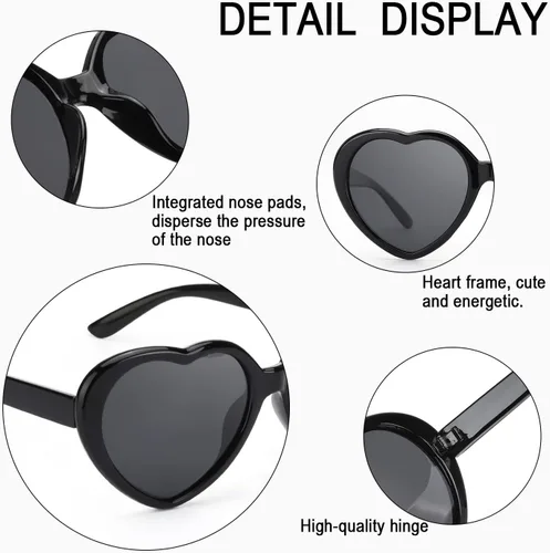 Miniatura 4 de LVIOE Lentes de sol de corazón para mujer, lentes de sol polarizados en forma de corazón con protección UV estilo corazón retro para ir de compras