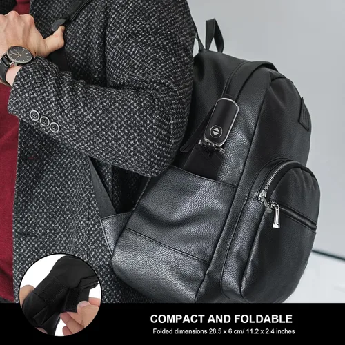Miniatura 85 de LEAGERA Paraguas de viaje compacto para bolso, mango plano, impermeable para lluvia ligera