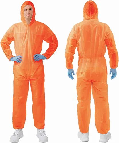 Miniatura 10 de Trajes de materiales peligrosos, 10 opciones de colores Monos protectores desechables, traje de pintura con muñecas elásticas, tobillos y capucha