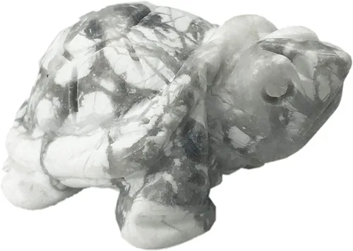 Miniatura 6 de Fekuar Estatua de tortuga de piedra de jaspe de dálmata, escultura coleccionable de animales de tortuga tallada a mano, cristal curativo Fengshui