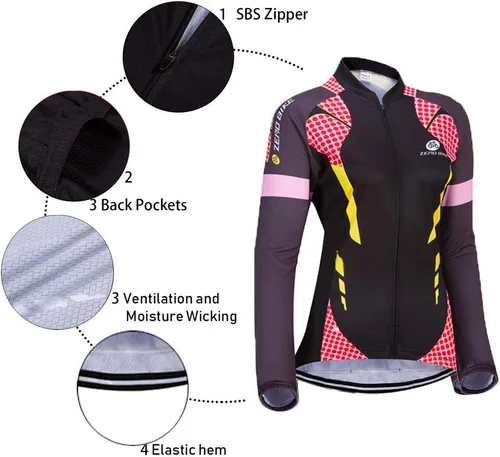 Miniatura 18 de Traje de ciclismo acolchado de gel 3D transpirable de manga larga para mujer, conjunto de pantalones de malla con protección UV