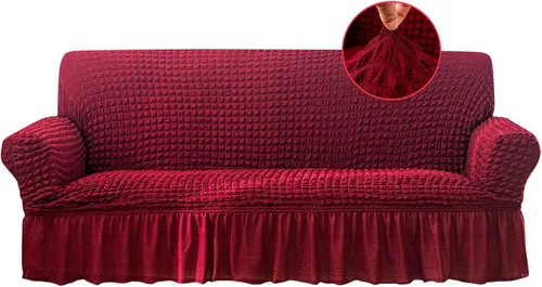 Jeloris - Funda elástica para sofá, fácil de ajustar, universal, con faldón, protector de muebles de alta elasticidad, lavable y duradera para niños