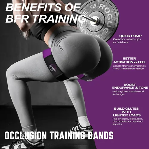 Miniatura 4 de Bandas de resistencia BFR para mujeres, bandas de ejercicio de entrenamiento de glúteos, equipo de entrenamiento de fitness Púrpura