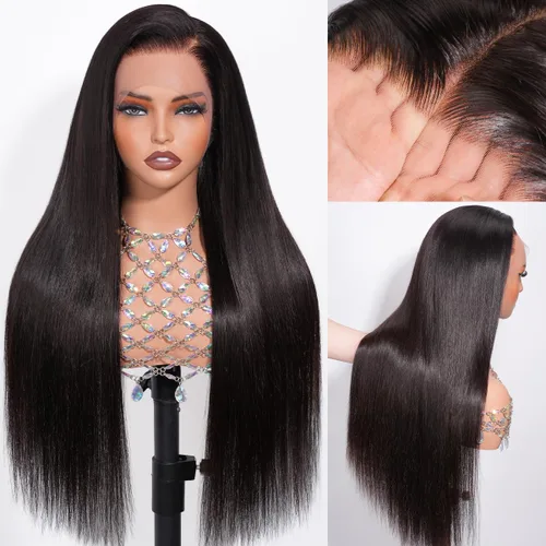 Miniatura 2 de Hermosa - Pelucas de cabello humano con encaje frontal HD de 13 x 4 pulgadas, prearrancadas con cabello de bebé, densidad 180, transparente, 9A
