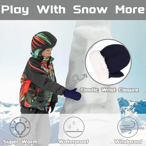 Miniatura 4 de Urban Virgin Guantes de invierno para bebés y niños pequeños, con forro polar, cálidos, impermeables, guantes de nieve para niños y niñas
