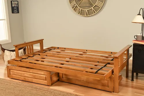 Miniatura 8 de Kodiak Furniture Monterey - Futón tamaño Queen, cajones de almacenamiento, acabado de nuez con colchón negro de gamuza