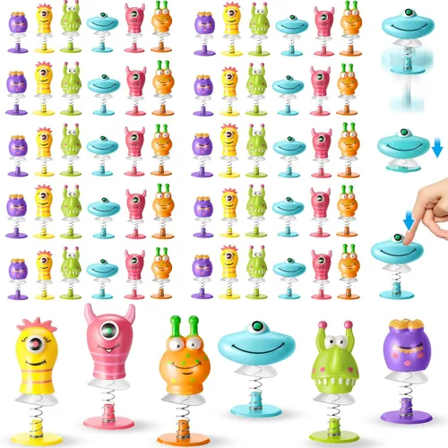 Deekin 24 piezas de juguetes de lanzamiento de primavera de animales de ojo grande, 6 estilos saltando hinchables regalos de fiesta de primavera