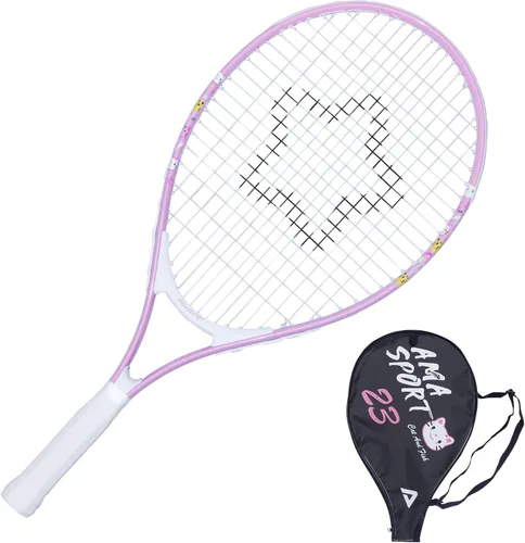 AMA SPORT Raqueta de tenis para niños pequeños, kit de iniciación de raqueta de tenis de 17 a 25 pulgadas para niñas y niños con bolsa de nailon Rosa