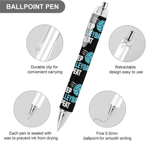 Miniatura 3 de Eat Sleep - Bolígrafo retráctil de repetición de voleibol, tinta azul, bolígrafo de trabajo para hombres y mujeres, 1 unidad
