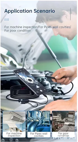 Miniatura 2 de Cámara endoscopio HD 1920P de 9.8 pies con luz, boroscopio con 8 luces LED ajustables, USB tipo C, cámara de inspección con cable de serpiente