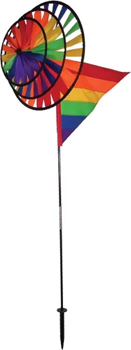 Miniatura 12 de In the Breeze 2613 - Spinner doble Fiesta de 13 pulgadas con vela de viento - Colorido giratorio giratorio para patios y jardines