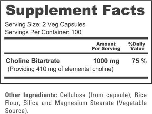 Miniatura 5 de NusaPure Bitartrato de colina - Apto para vegetarianos/veganos, sin OMG - 1000 mg 200 cápsulas