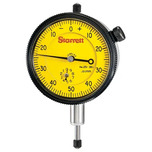 Miniatura 21 de Starrett Indicador de Cuadrante Serie 25 con Rodamientos de Rubí y Oreja en el Centro Posterior - Carátula Blanca, Rango de 0-.025", Cuadrante