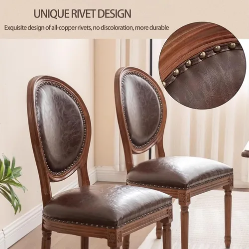Miniatura 3 de Sillas de comedor de madera para casa de campo, sillas de cocina estilo país francés, silla vintage para sala de estar con respaldo redondo, silla