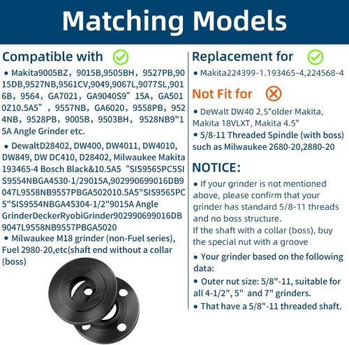 Miniatura 7 de Juego de 7 llaves de amoladora angular y amoladora angular, tuercas de bloqueo de metal de brida 5/8-11, compatibles con Dewalt, Milwaukee, Makita1