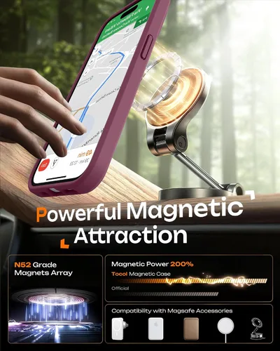 Miniatura 269 de TOCOL Funda para iPhone 11, compatible con Magsafe, protección completa de cámara, imanes integrados, protección contra caídas, funda translúcida
