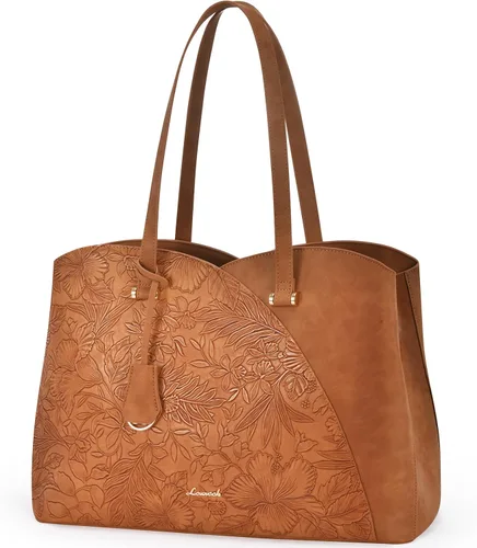 Miniatura 19 de LOVEVOOK Bolso de mano para laptop para mujeres, bolsos de trabajo, bolso para laptop para maestros, bolso de computadora de cuero, carteras Negro