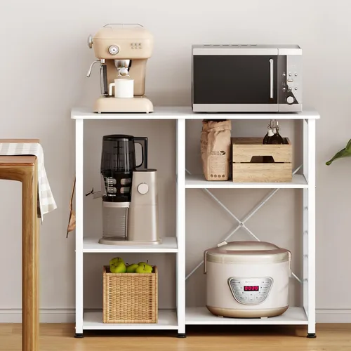 Miniatura 4 de SDHYL Barra de café, soporte para microondas de 35 pulgadas con 4 estantes de almacenamiento, estantes de cocina, estantes organizadores