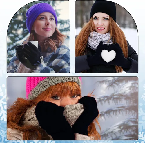 Miniatura 7 de 16 pares de guantes de invierno para hombres y mujeres, guantes de punto elásticos cálidos para adultos, paquete a granel
