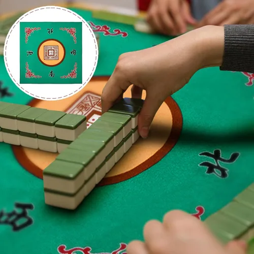 Miniatura 7 de Juexica Tapete Mahjong con bolsa, antideslizante, reducción de ruido, cubierta de mesa de juego de mesa, accesorios de mesa de Mahjong, mantel