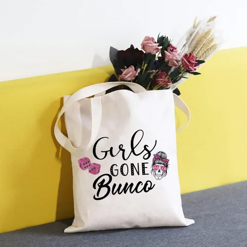 Miniatura 6 de TSOTMO Divertido Bunco Regalo Juego Noche Fuera Bunco Bunco Fiesta Mujeres Apuestas Amante Cremallera Bolsa Bolsa de Maquillaje, Beige, Bolso Bunco