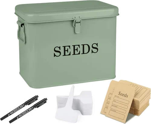 Miniatura 10 de Caja de ahorro de semillas, contenedor de semillas de metal, caja organizadora de almacenamiento de semillas, contenedor de paquetes de semillas