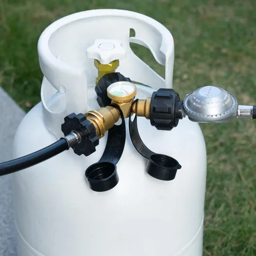 Miniatura 7 de GASPRO Divisor de propano con calibre, divisor de tanque de propano de 2 vías para 5-40 libras, perfecto para calentadores, estufas de campamento