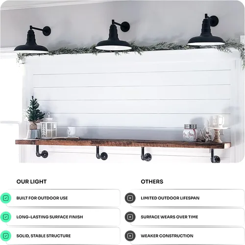 Miniatura 3 de Steel Lighting Co. Topanga - Luz de granero Montaje en pared al aire libre Domo de 14 pulgadas Cuello de cisne de 11 pulgadas Luz de garaje