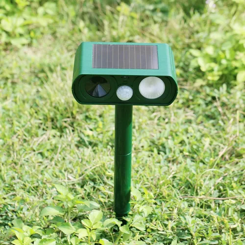 Miniatura 4 de Repelente de animales, alimentado por energía solar, ultrasónico, repelente de animales, sensor de movimiento y luz intermitente al aire libre