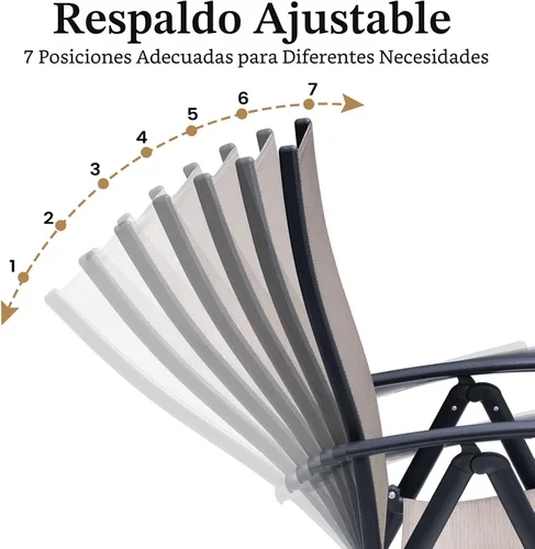 Miniatura 4 de Crestlive Products. Conjunto de 2 sillas plegables de patio, 7 niveles ajustables, reclinables, con respaldo alto, para exterior, sillas de césped
