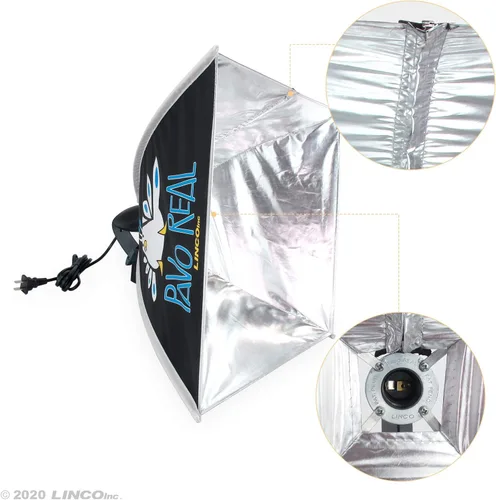 Miniatura 8 de LINCO Lincostore AM270 - Kit de iluminación de estudio para fotografía fotográfica continua, 16 x 16 pulgadas, con 2 bombillas de retrato