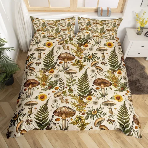 Miniatura 30 de Funda de edredón de hongos salvajes, acuarela, decoración de plantas naturales para exteriores, juegos de ropa de cama para niños, adolescentes