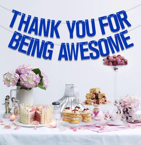 Miniatura 4 de Cartel de agradecimiento por ser impresionante con purpurina azul, pancarta con texto en inglés "We Will Miss You", cumpleaños, para jubilación