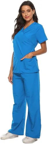 Miniatura 4 de Conjuntos de ropa quirúrgica para mujer, uniforme de enfermera, camiseta y pantalón deportivo, ropa de trabajo, elástico, de manga corta, cuello