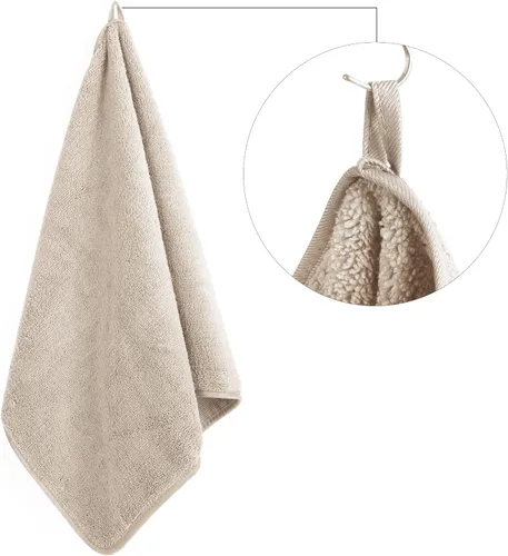 Miniatura 5 de POLYTE Toalla de mano de microfibra de secado rápido, sin pelusas, 16 x 30 pulgadas, juego de 4 (beige)